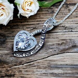 New Heart Pendant Love You to The Moon and Back Sterling Silver 925,